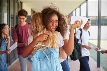 young people receiving results