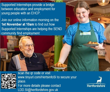 Flyer for the Supported Internships online information morning