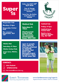 Flyer for Super 1s cricket Spring 26