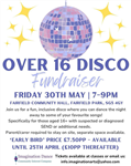 Flyer for over 16s disco